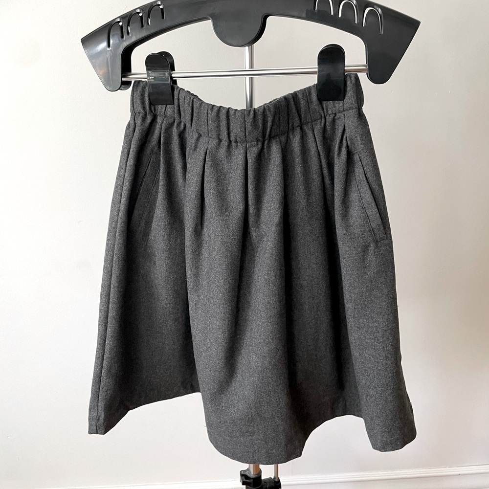 Pleated Grey Wool Skirt